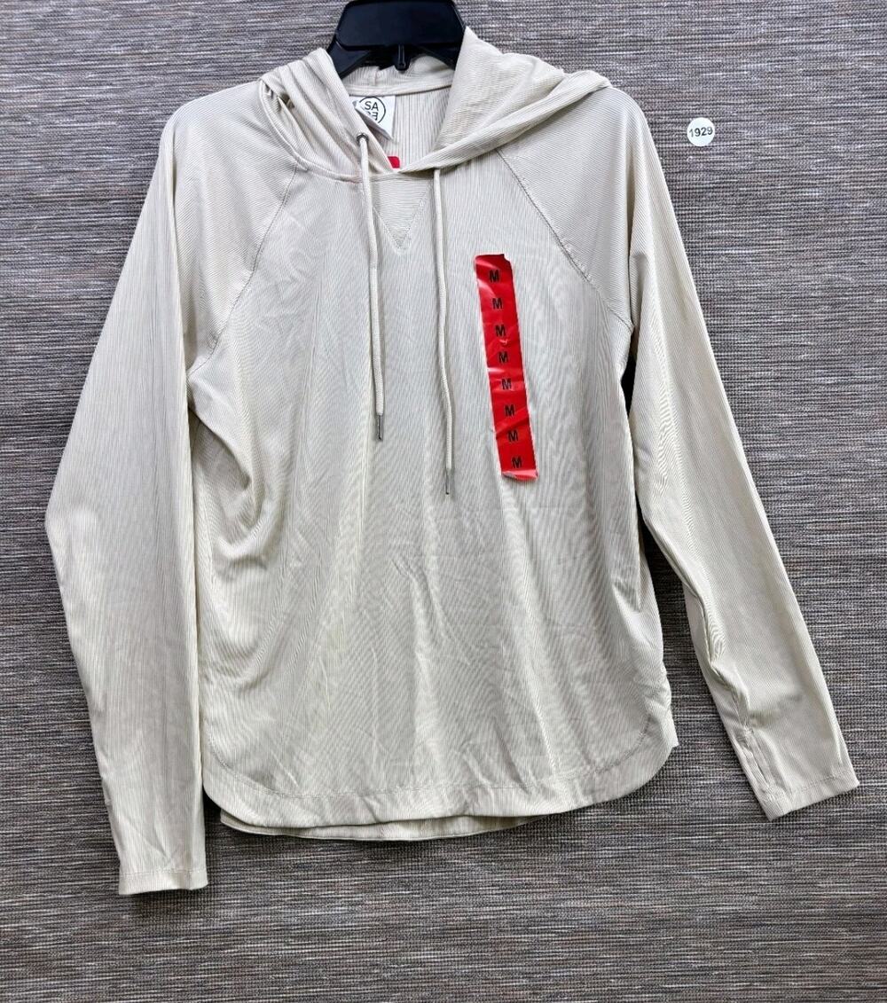 SAGE Hoodie Womens Size M Tan Long Sleeve Drawstring Lightweight